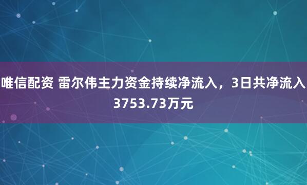 唯信配资 雷尔伟主力资金持续净流入，3日共净流入3753.73万元